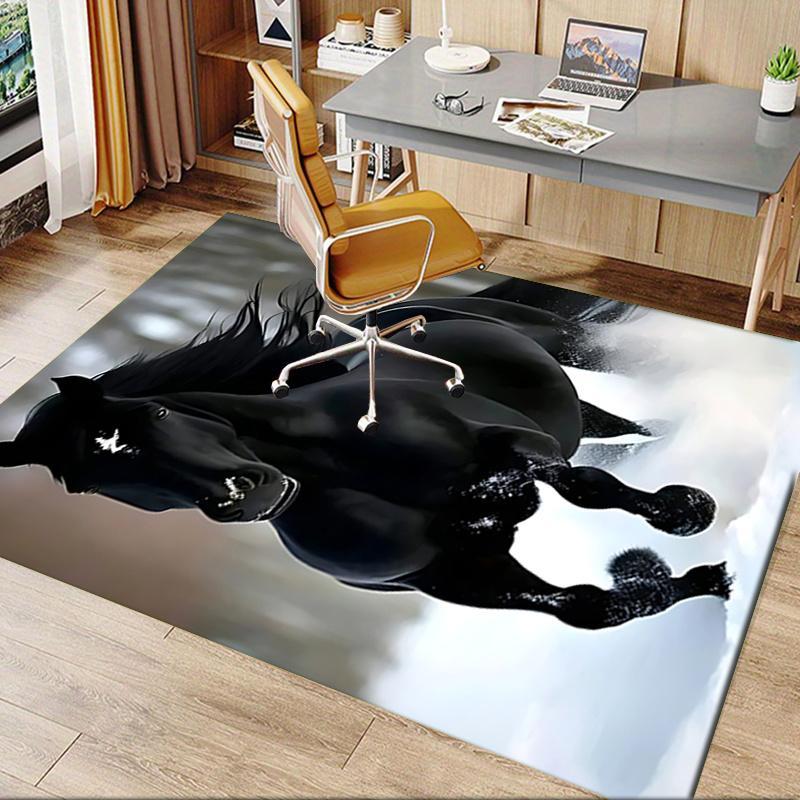 Black Horse Chair Mat: Office Carpet for Home Decor, Sofa Rug, Gift for Any Room Perfect for Bedrooms and Living Rooms