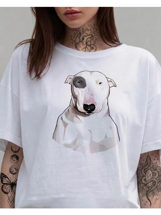 Bull Terrier dog breed print T-shirt for summer S
