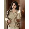Vintage French-Style Double-Breasted Short Trench Coat