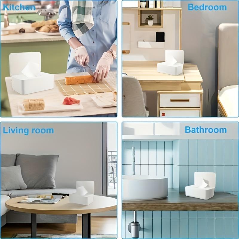 Dustproof Flushable 1pc Sealed Wipes Dispenser Easy To Clean, Space Saving for Desk, Office, Kitchen, Bathroom Vanity