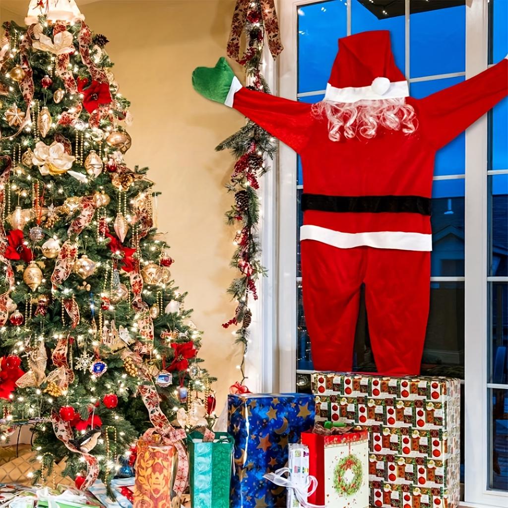 Lezoucí Santa Dekorace - Velký polyesterový Santa pro venkovní/vnitřní vánoční dekoraci. Není potřeba žádná elektřina. Ideální na Vánoce