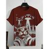 Herren Tier Lustige Katze Bedrucktes T-Shirt Kurzarm T-Shirt Tops 3D-Druck O-Ausschnitt Shirts Party Sommer Lässig Herrenbekleidung