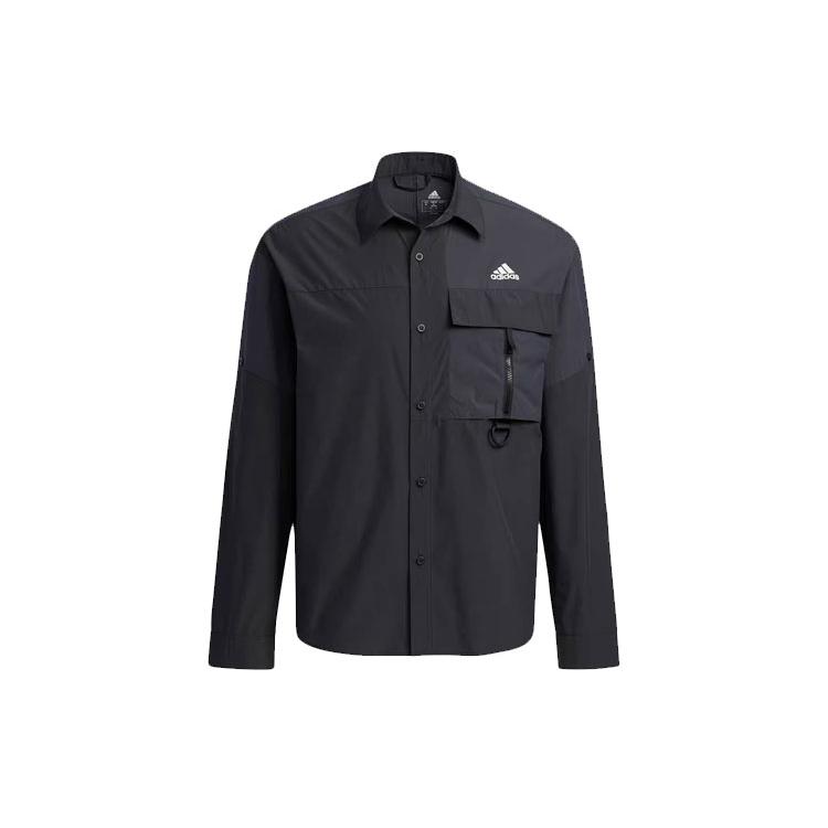 adidas Shirts Men's Black Lapel Moderate Straight Fit H13776