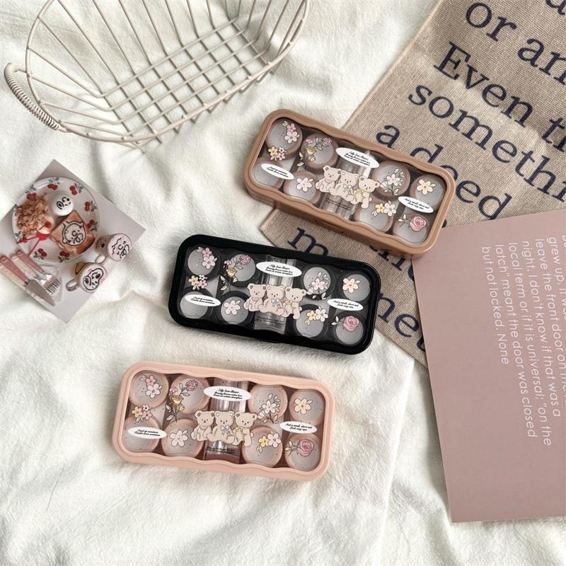 Cute Cartoon Bear Contact Lens Storage Case With Mirror Portable Contact Lens Container Box For Travel Outdoor Organizer Tool