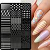 3D Cute Star/Dotting /Strip Lines Nail Stamping Plate French Straight Line Nail Template Stainless Steel Printing Tools 9*15cm