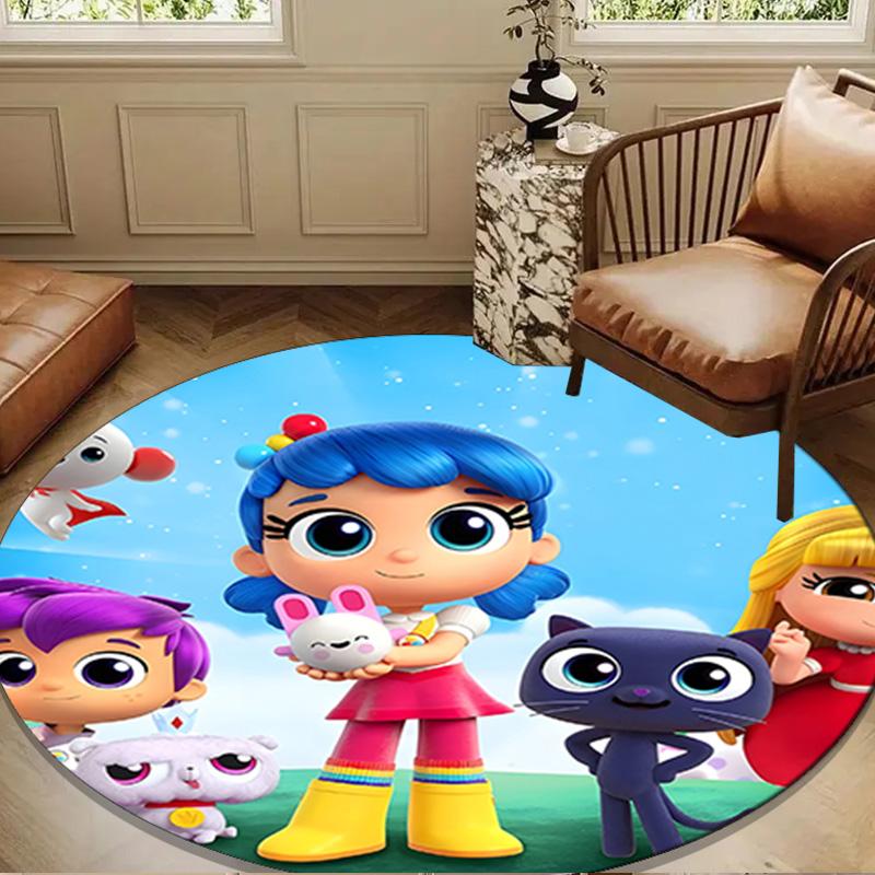 Rainbow Kingdom Adventure Round Rug for Livingroom,Bedroom, Palyroom, Chair Rug, Area rug, Circle Carpet, Large Size Fan Christmas gift