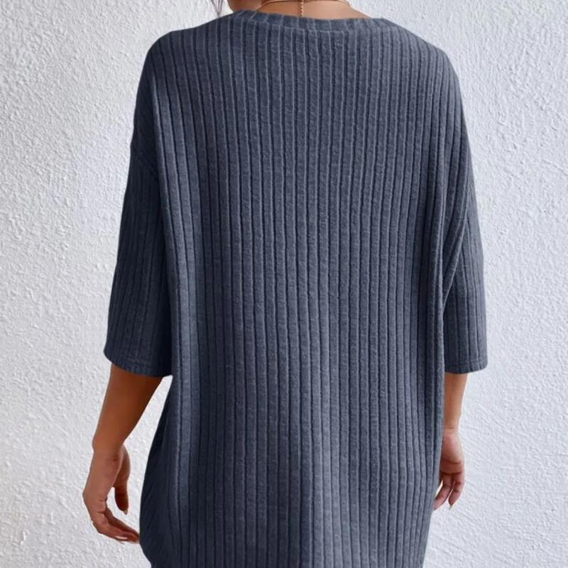 New Fashion Casual Solid Color Spring Round Neck Loose Women's Shorts Set