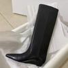 Pointed-toe Wedge High Boots, Women's Shoes, Height-increasing and Slimming Boots, and Knee-low Boots