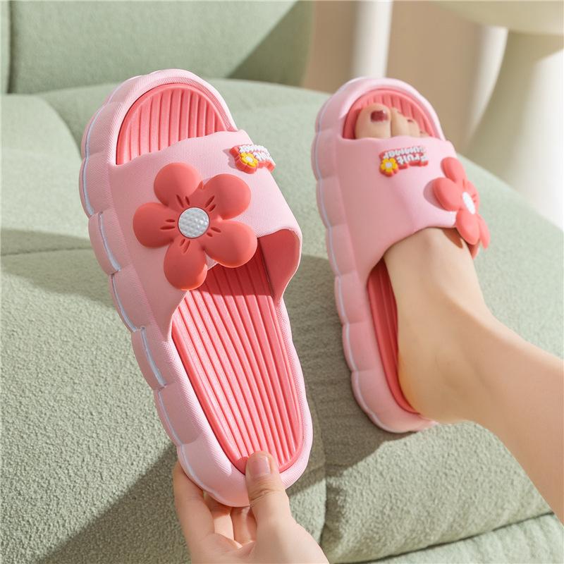 Einteilige Hausschuhe für Damen-Sommer-Hausbekleidung, rutschfeste Indoor-Hausschuhe für zu Hause, niedliche Badesandalen mit dicker Sohle und weicher Sohle für Damen