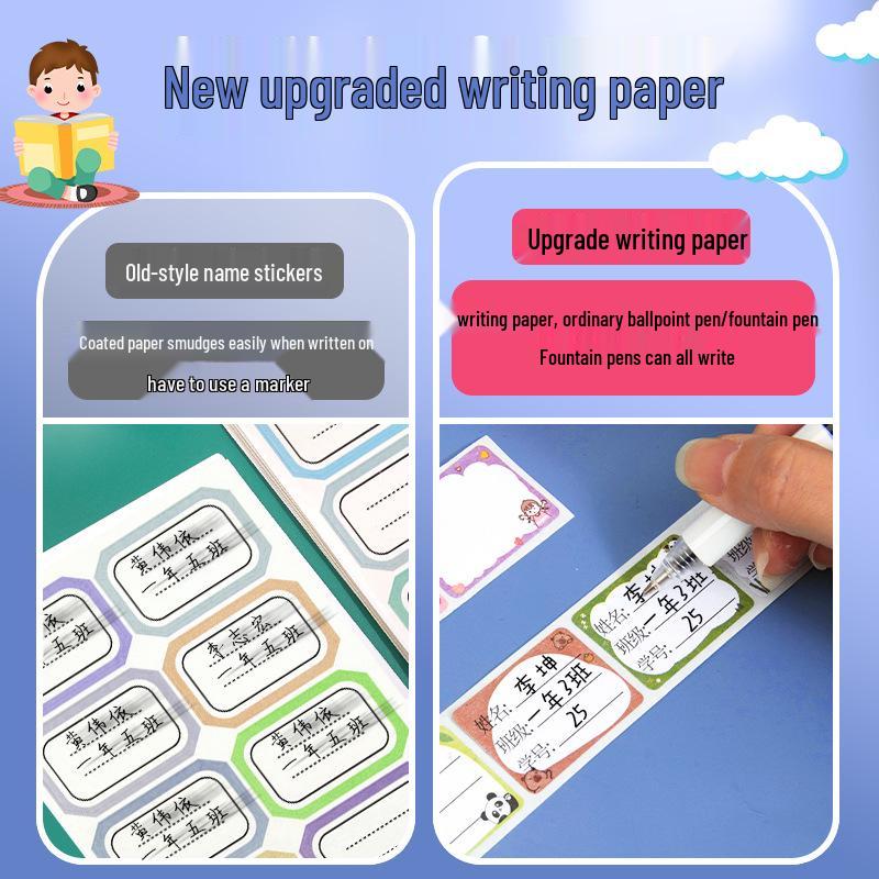 250 Tear-Resistant Cartoon Name Stickers for Kindergarten & First Grade Students