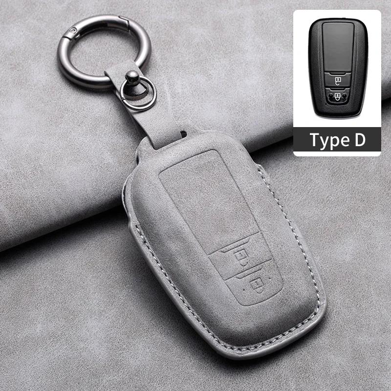 Leather Car Key Case Cover Holder Keychain Shell for Toyota CHR Hilux Fortuner Land Cruiser 200 Camry Corolla Crown RAV4