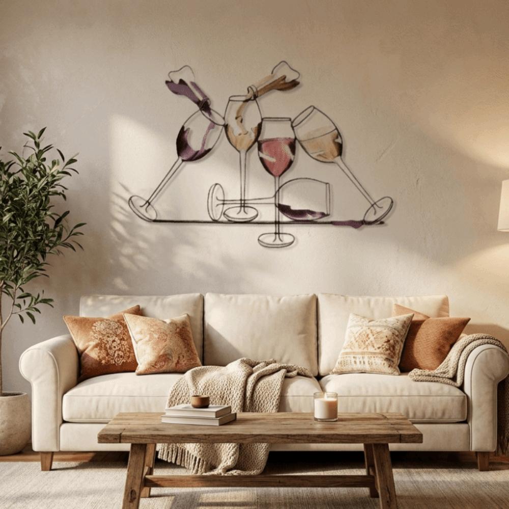2D Flat Metal Wine Cup Silhouette Decoration Iron Art Wall Art Sculpture Wall Displays