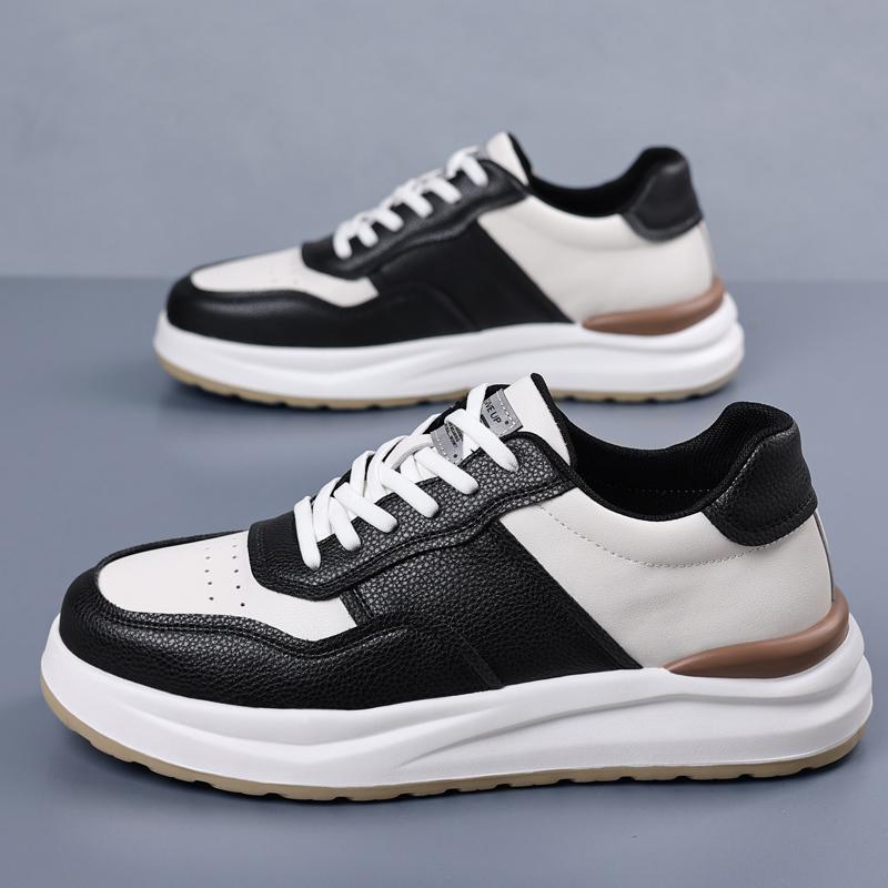 Men Outdoor Shoes Flat Classic Black Sports Shoes Lace Up Genuine Leather Skateboard Board Shoe Walking White Leisure Sneakers