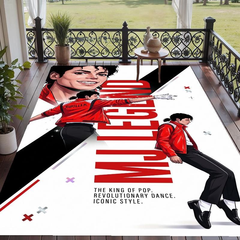 Crystal Velvet Rug with Michael Jackson Design, Soft Non-Slip Floor Mat for Living Room Bedroom Decor