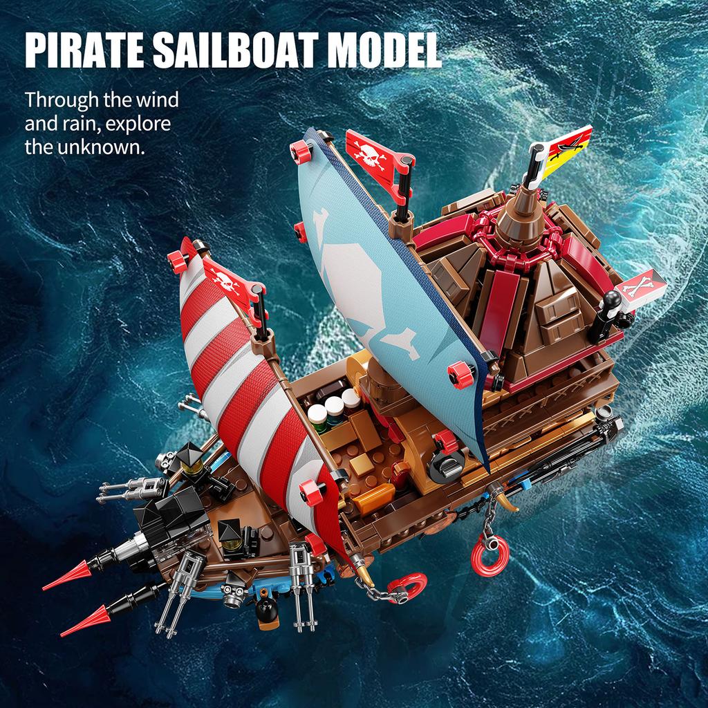 916PCS Pirate Ship Building Blocks Set Assemble Bricks Toys with LED Bricks Model Desktop Decoration Gifts For Kids