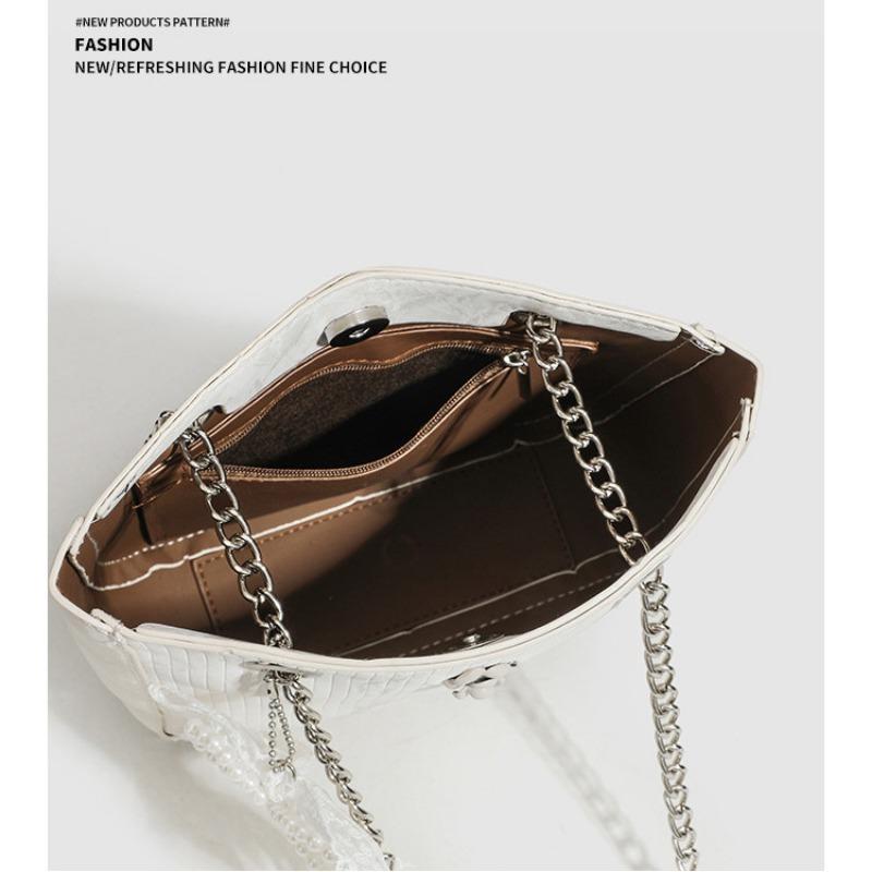 Autumn Tote Bag Lady Vertical Lace Bow Pendant Design Sense of Women's Bag