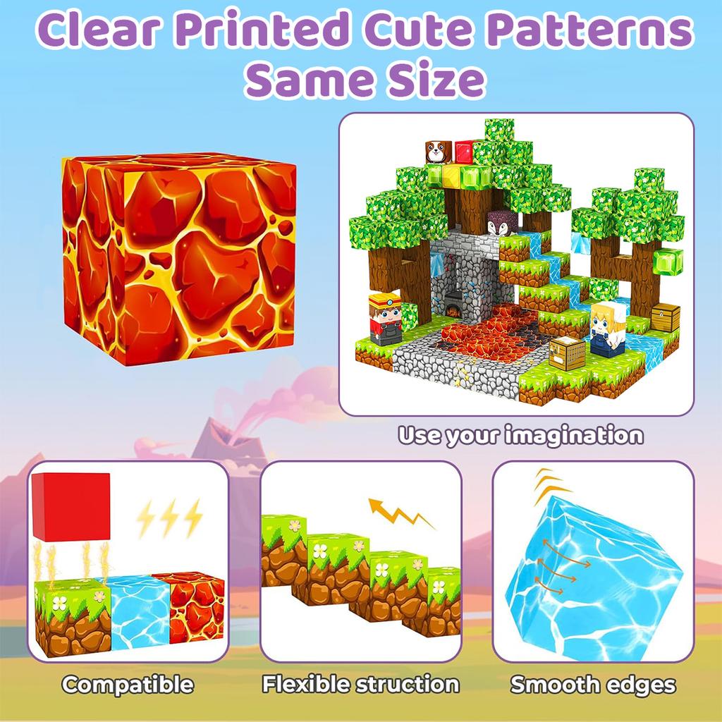 80/100/140 ST Magnetiska Byggklossar Lava Skattjakt Set för Ålder 3+ DIY Modell Barn STEM Pedagogisk Sensorisk Leksak