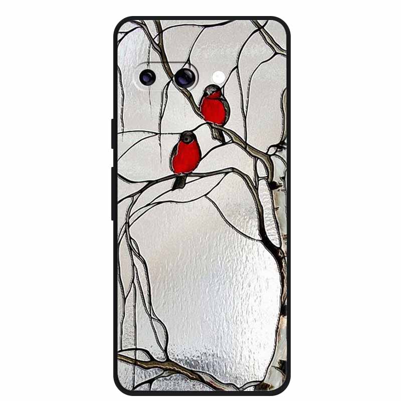 For Google Pixel 9A 5G Case 3D Relief Flower Emboss Soft Silicone various Flower Cartoon Cat Cover For Google Pixel 9a TPU Cases