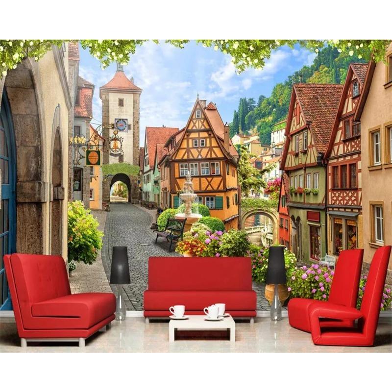 

3D Фото Декоративні Настінні Фотошпалери Італійське Місто Вулиця Пейзаж Вітальня Спальня Готель Шпалери 200 cm(W) x 140 cm(H)