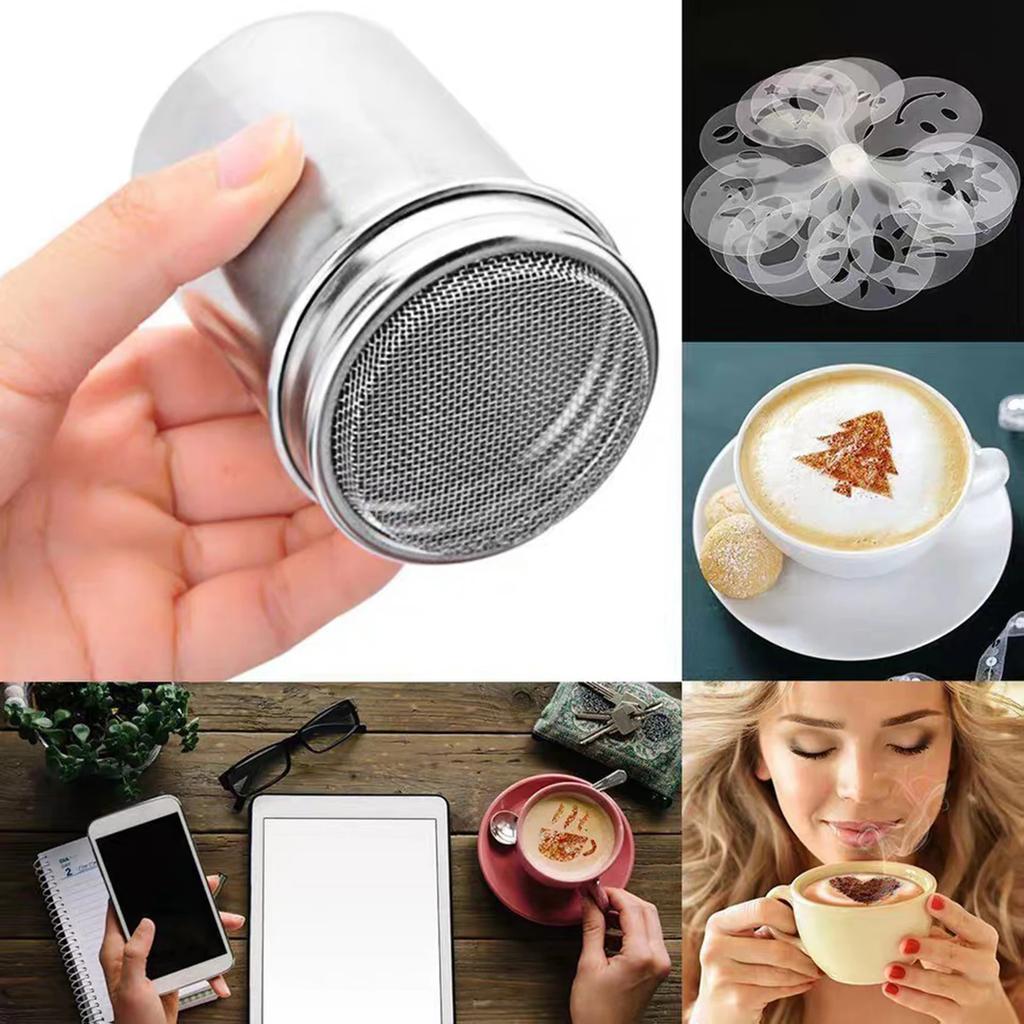 Stainless Steel Coffee Shaker Cocoa Chocolate Flour Powdered Sugar Sieve Filters Foam Spray Kitchen Cake BBQ Tools With Lid
