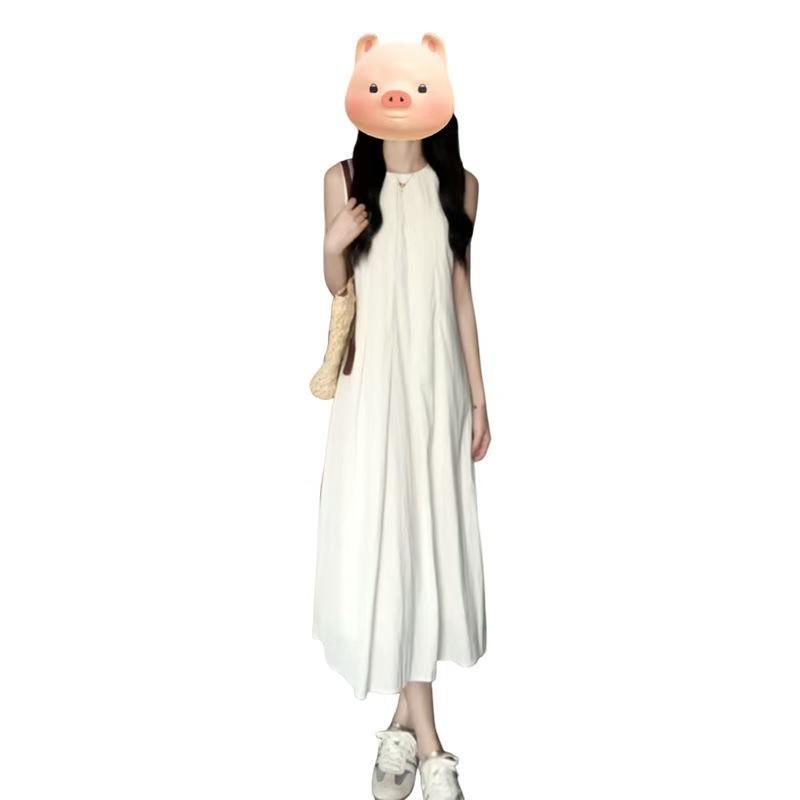 French White Sleeveless Dress Children's Summer New Small Coffee Break Thin Vest Long Dress