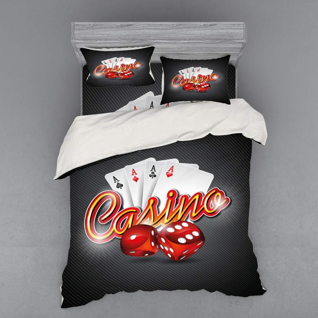 Spelkort Påslakanset Queen Size Lättviktiga Dunpåslakan Sovrumsinredning Chip-tema Överkastskydd Inget Täcke