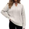 Women's Cable Knit Pullover V-Neck Long Sleeve Loose Fit Color Sweater for Fall Winter