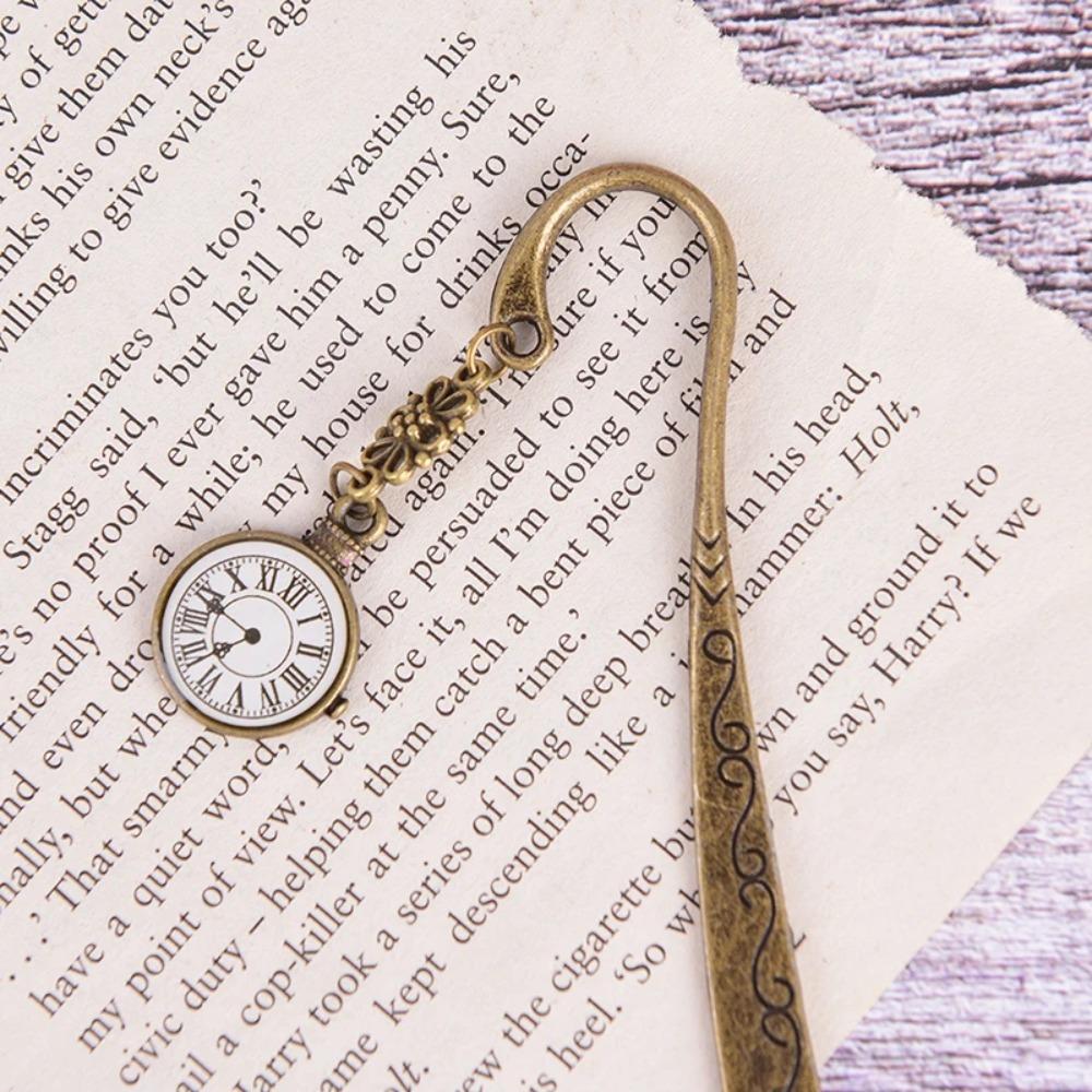 Metal Pocket Watch Bookmark Alloy Metal Page Marker Portable Vintage Bookmark Office