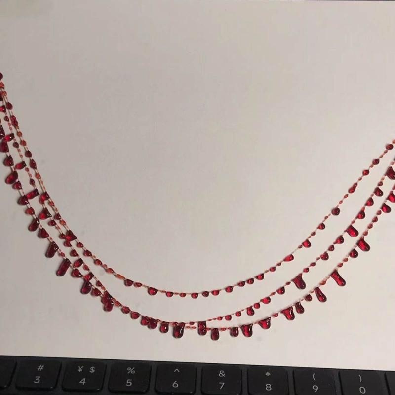 Personality Red Blood Drop Clavicle Chain Crystal Irregular Blood Necklace Dripping Blood Chokers Wedding Jewelry Gift