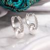 925 Silver Vintage Earrings For Women Trendy Simple Round Pearl Earring Jewelry Prevent Allergy Party Accessories Gift