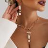 Elegant Irregular Faux Pearl & Spliced Chain Necklace for Women