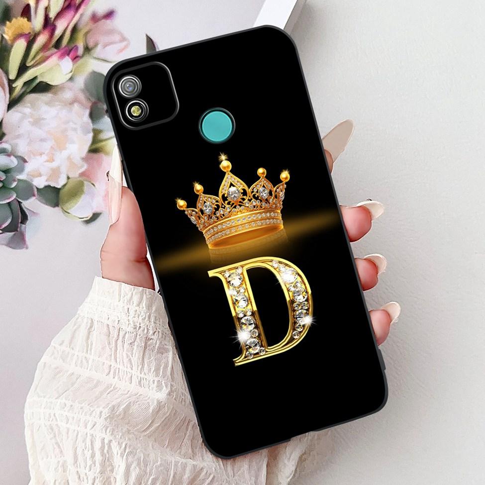 6.0" For Techno Pop4 BC2c BC1s Back Cover For Tecno Pop 4 Case Black Luxury A-Z Letters Fashion Soft TPU Bumper Funda Coque