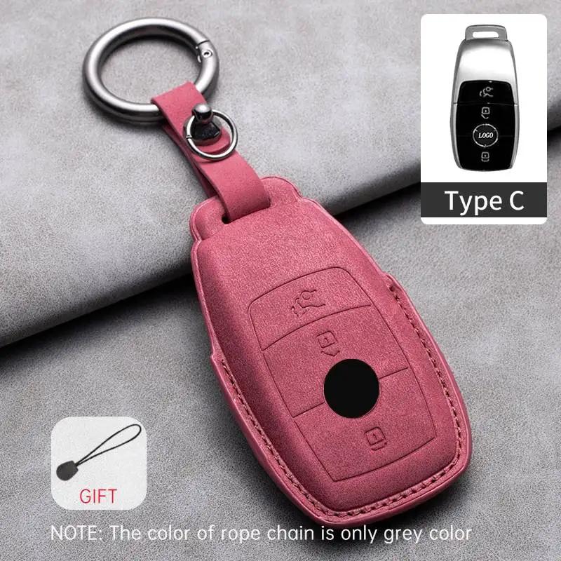 Leder Autoschlüssel Hülle Abdeckung Halter Schlüsselanhänger Fob für Mercedes Benz E-Klasse C-Klasse S-Klasse GLC E200 E400 E63 W213 S550 S560
