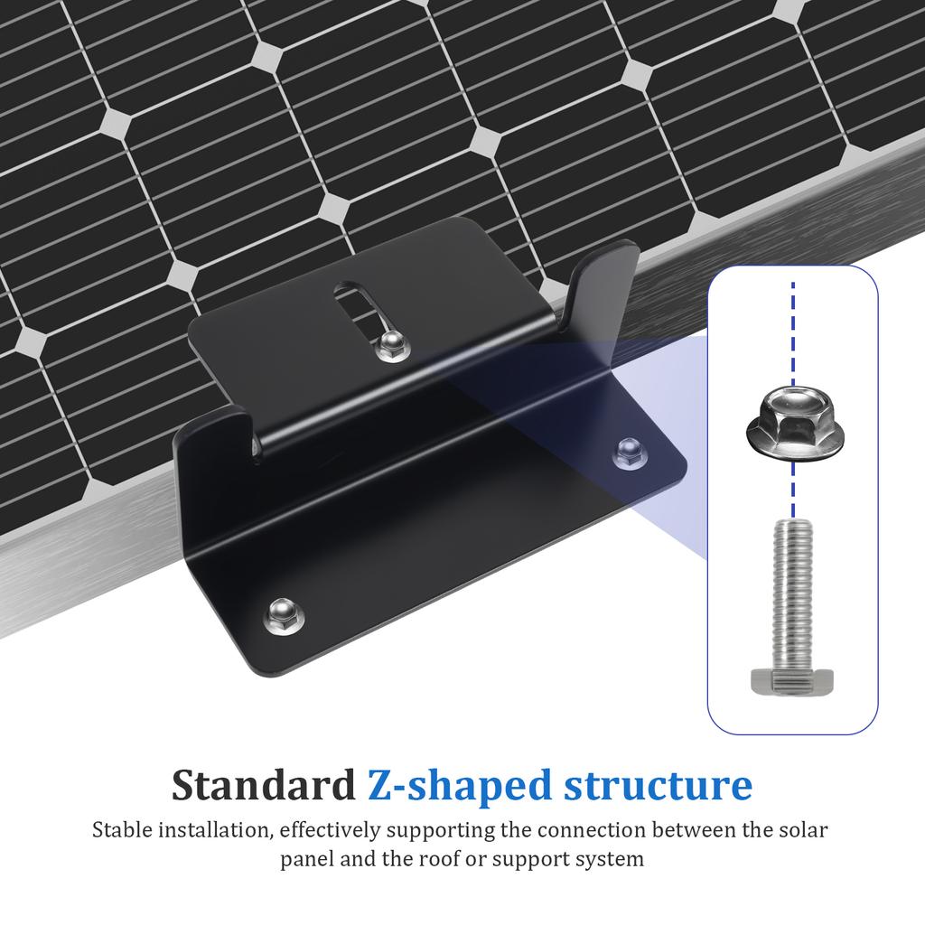 8Pcs Solar Panel Mounting Bracket Aluminium High Strength Roof Solar Panel Z Bracket with Nuts & Screws for Motorhome Boat Wall