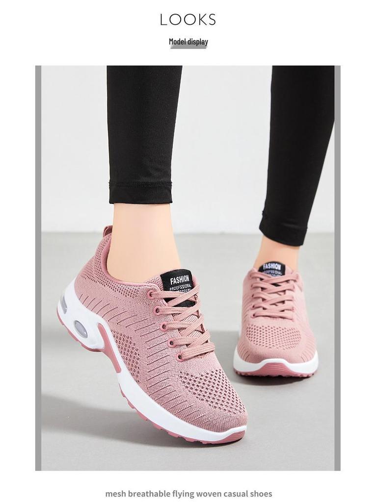 Women's Plus Size Casual Air Cushion Sneakers - Breathable Flyknit Running Shoes
