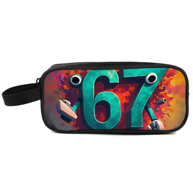 Colorful Number 67 Double Layered Fabric Pencil Case Handheld Design for Boys/Girls-Best Gift 3D Cartoon School Use Children