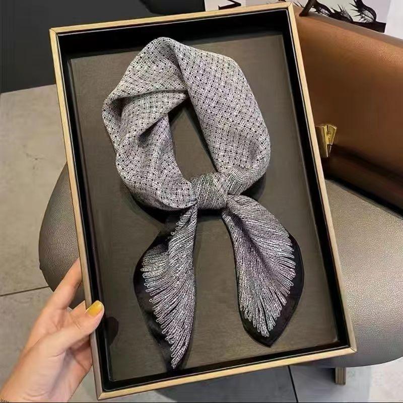 New Fashion Print Silk Square Scarf Women Soft Satin Hairband Neckerchief Tie Female Headband Foulard Bag Ribbon Gift