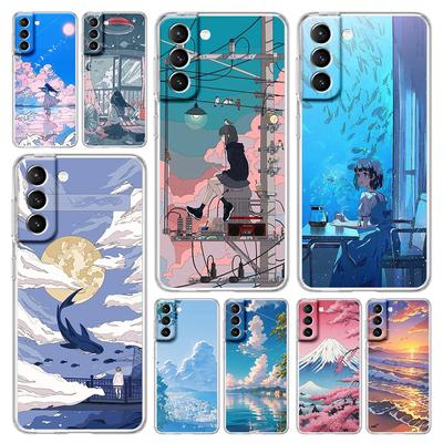 Phone Case For Samsung Galaxy S24 Plus S23 S22 S21 S20 FE Ultra 5G S10 S10E S9 Soft Clear Cover Funda De Verano Sky Para