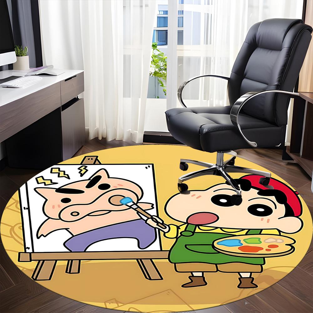 1pc Crayon Shin-chan Buriburizaemon Office Round Area Rug, Under Office Chairs Bedroom Living Room Home Decor, Available in Various Sizes0