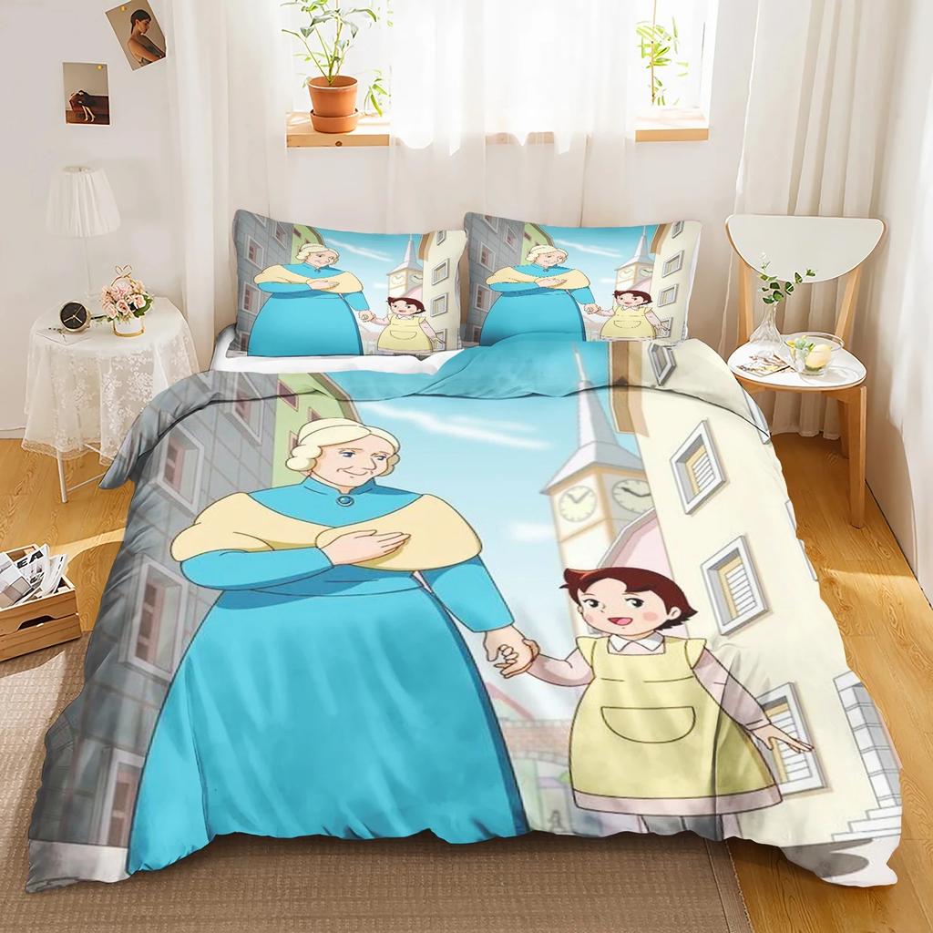 Catoon 3D Gedruckte Bettbezug Kissenbezug Heidi Mädchen Bettwäsche Set Jugend Kinder Mädchen Jungen Geburtstag Schlafzimmer Dekoration 2/3 Stück Set