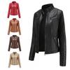 Womens Slim Fit PU Leather Jacket Short Biker Style Casual Outerwear