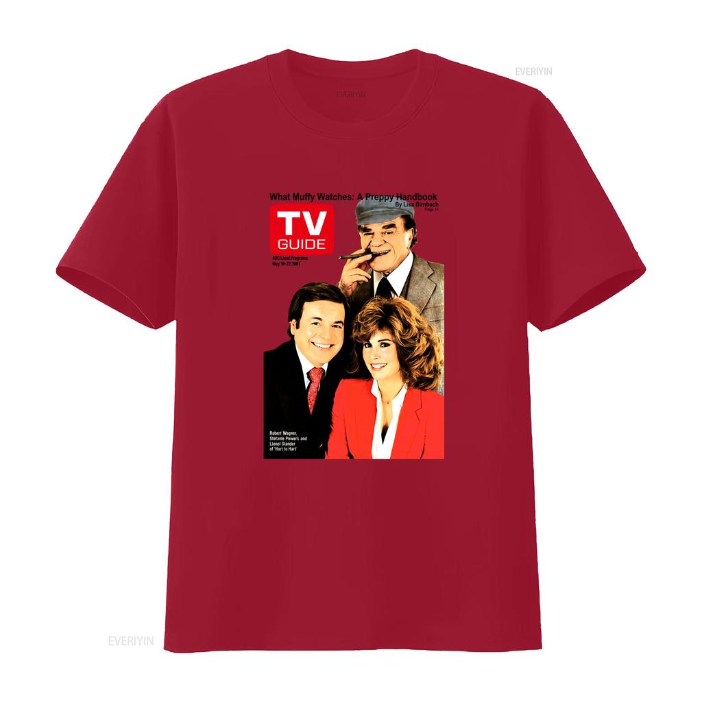 Retro Vintage Hart To TV Series Guide Cover Print Casual T Shirt Vintage Washed Soft Streetwear Designer Clothes Comfortable