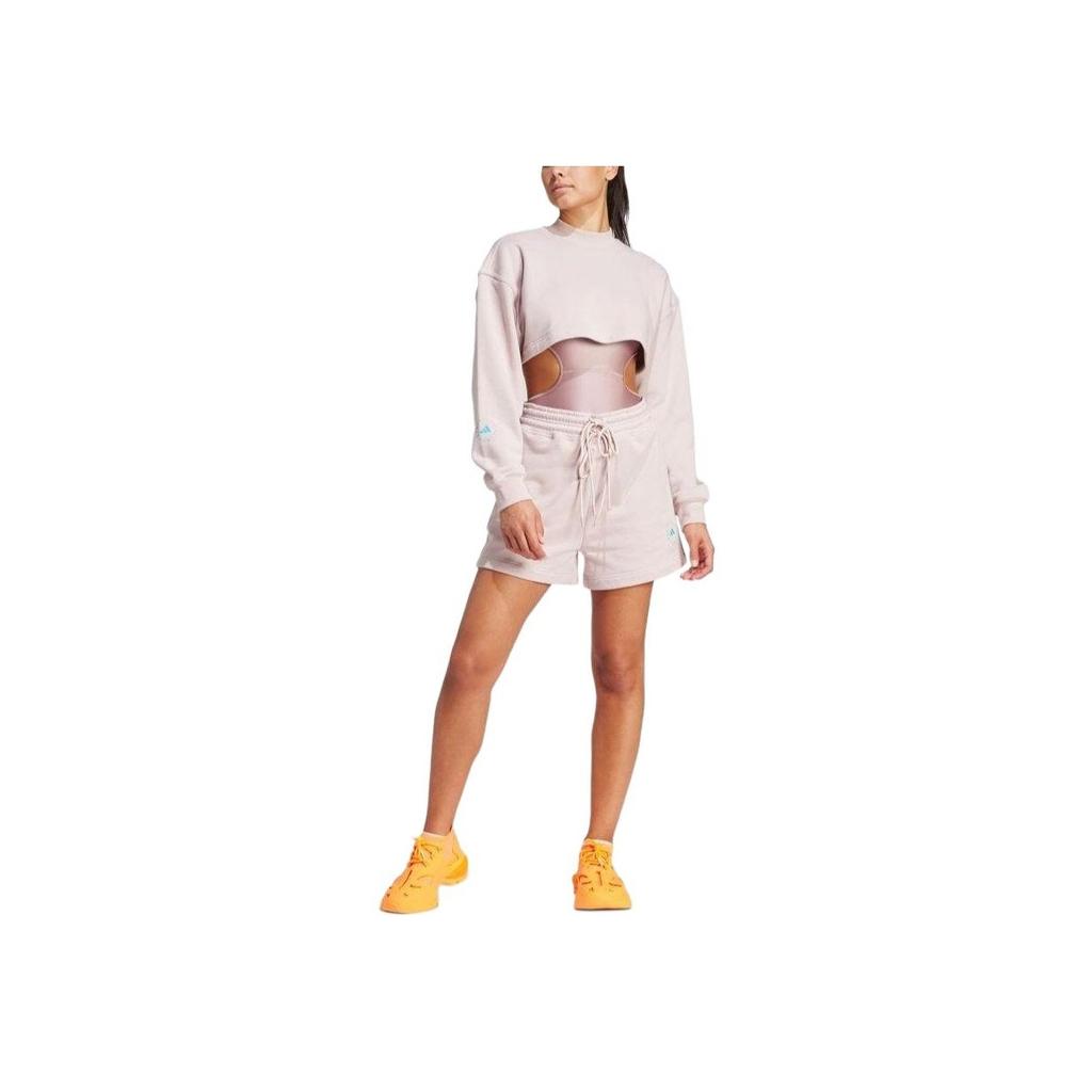 adidas Solid Color Lace-Up Straight Casual Shorts Women Shorts Pink IS1217