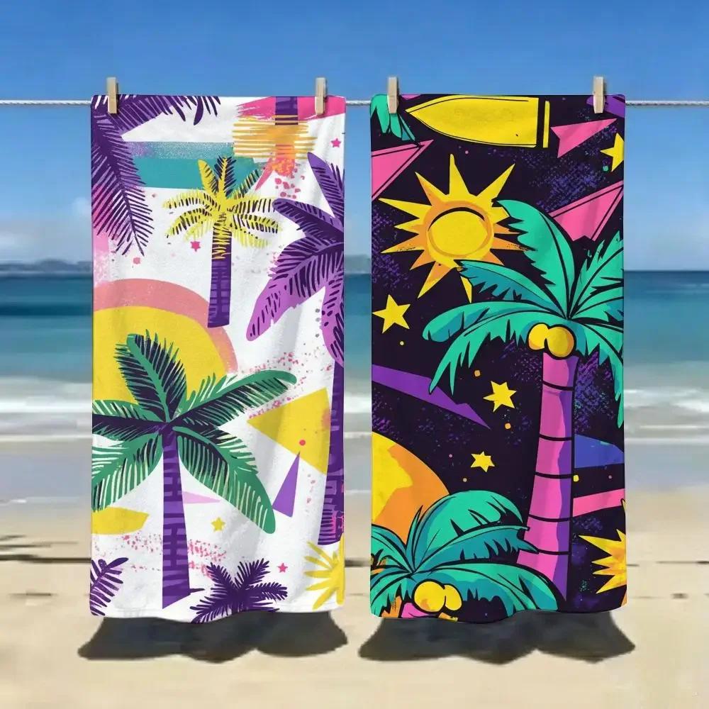 Beach Vibe Summer Coconut Tree Towel ultra-fine fiber quick drying absorbent bath towel, outdoor swimming sports towel