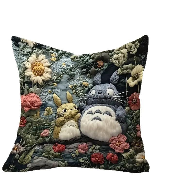 Totoro Plush Pillow Cover With Digital Print For Living Room Decor