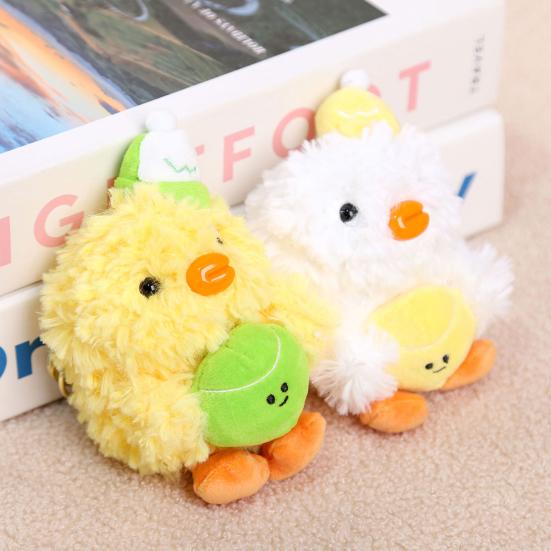 Baseball Duck Keychain Couples Plush Toy for Bags Backpacks Soft Stuffed Animal Keyring