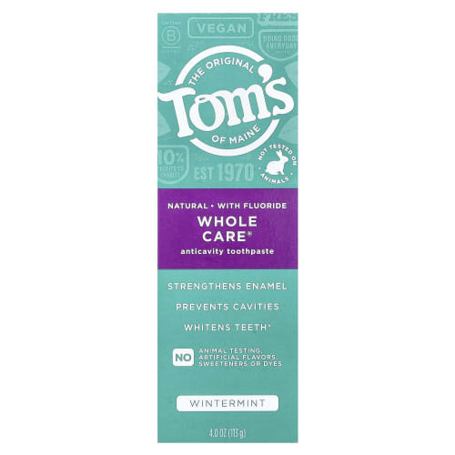 Tom's of Maine, Whole Care, Natural Anticavity Toothpaste with Fluoride, Wintermint, 4 oz (113 g)