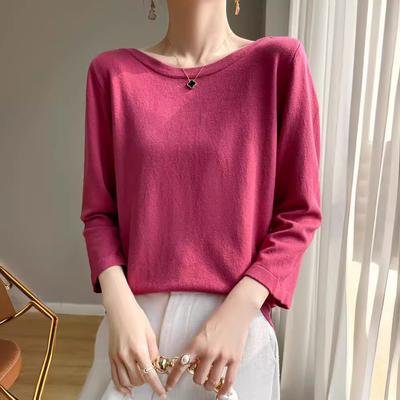 Round Neck Knit Sweater Women's Loose Thin Bottoming Shirt Gentle Wind Tops