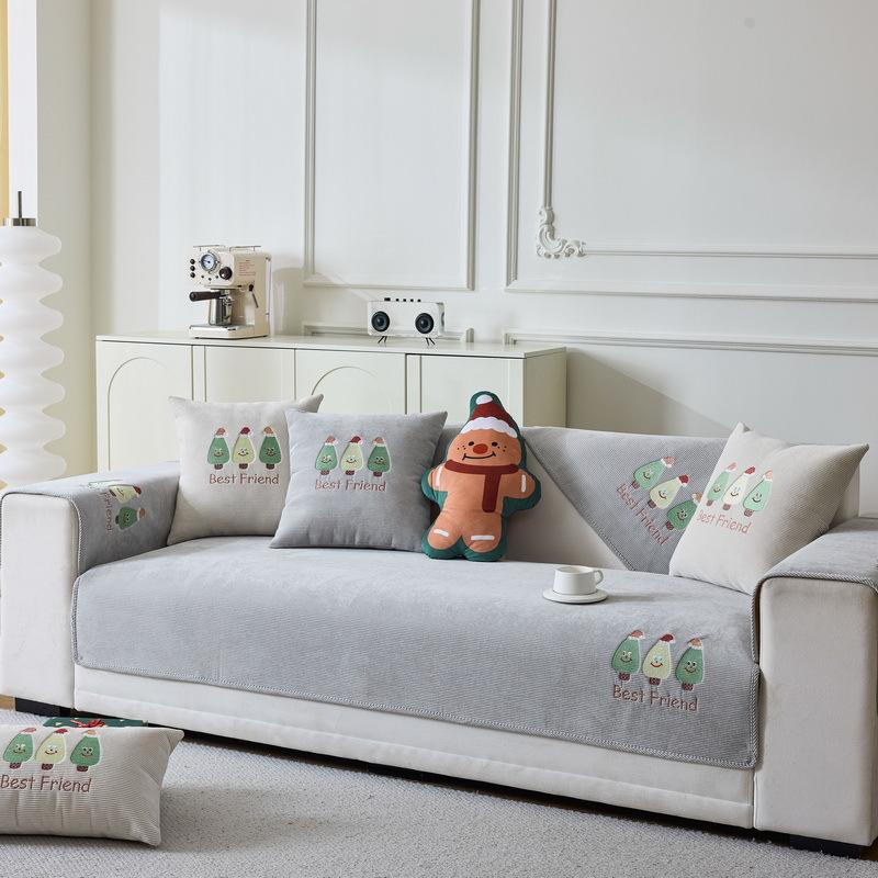 Christmas Tree Corduroy Sofa Cushion  New Four-Season Universal Seat Cushion Anti-Cat Scratch Sofa Cover Cover Cloth Towel