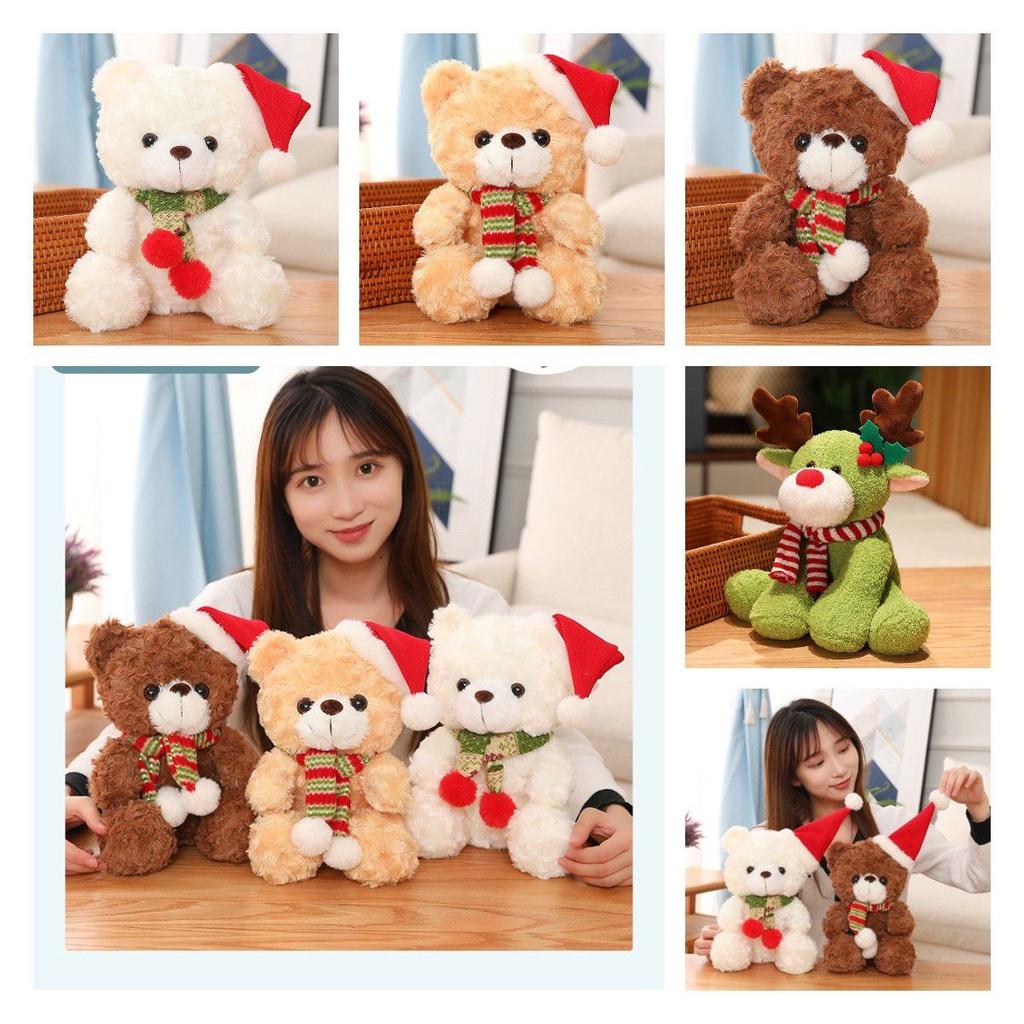 Adorable Round-eyed Teddy Bear Plush Toy For Christmas Decoration And Gift